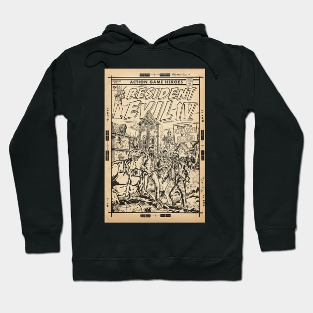 Resident Evil 4 fan art comic cover line art Hoodie by MarkScicluna